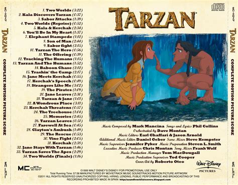 Disney's Tarzan : original songs by Collins, Phil; Collins, Phil. Publication date 1994 Publisher Walt Disney Music Company Collection inlibrary ... Language English. Staff notation with guitar chord symbols and lyrics Voice/keyboard score. Guitar tablature. Songs from the Disney film Access-restricted-item true Addeddate 2012-04-06 18:17:38 ...